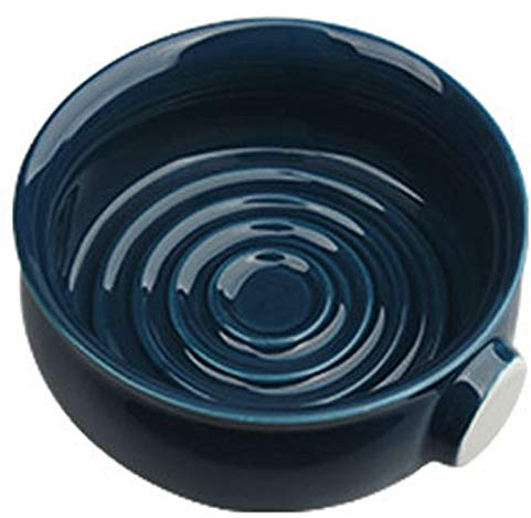 Yaootely Keramik Herren Rasierbecher Bowl Cup Thread Bottom Breiter Mund für Rasierpinsel und Rasierseife Dunkelblau