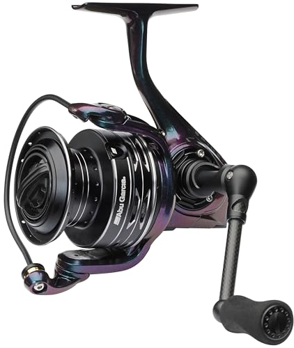 Abu Garcia Spike Spinnrolle Angelrolle Leicht und Stark Spinnrollen Raubfischangeln Barsch Zander Unisex Grün/Lila/Schwarz 3000SH