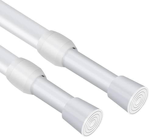 Vista 135-250cm Tension Rods for Curtains without Drilling Curtain Poles Extendable Curtain Rod Adjustable for DIY Projects, Cupboard, Kitchen, Bathroom, Bookshelf, Wardrobe, Window, 2 Pack White