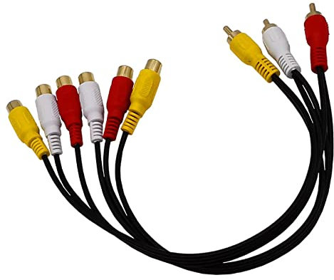TECKEEN 1* Audio Video AV Cavo Adattatore 3 RCA Maschio Jack a 6RCA Femmina Spine Splitter
