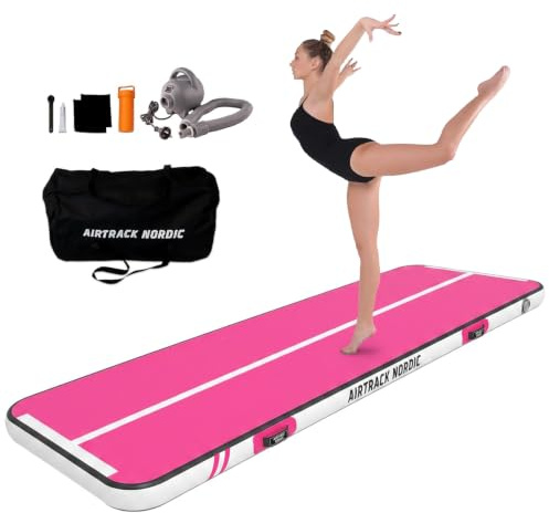 AirTrack Nordic Home Special Edition Air Track Matte 3m/4m/5m/6m/7m/8m mit Luftpumpe, Turnmatte Aufblasbar für Gymnastik, Yoga, Langlebig & Einfach zu Transportiere Air Tracking Gymnastikmatte Zuhause