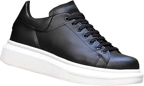 Solaress 547 - Zapatillas de Hombre, Piel, Sneaker Casual, Negro B, 43 EU