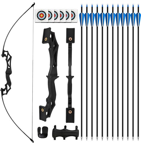 REAWOW Bogenschießen 30lbs Recurve Bogen Pfeil Und Bogen Set 30Lbs Übungspfeile Zielübungen Outdoor Sport