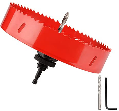 Sega a tazza 170 mm, M42 HSS, set di punte per legno, alluminio, lamiera di ferro, tubo di plastica, profondità di taglio 44 mm (rosso)