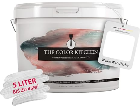 Livingwalls THE COLOR KITCHEN - Wandfarbe mit sehr hoher Deckkraft Weiß Innenfarbe Matt - DD126191 5l - Intensive Farbkraft
