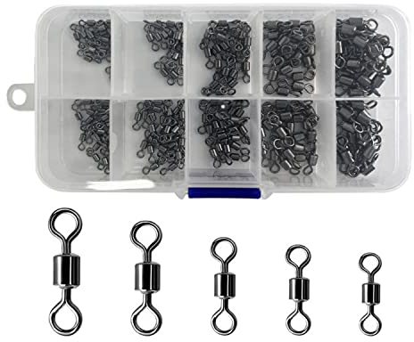 CRAZY SHARK 210 Stück Wirbel zum Angeln, Starke Angelwirbel zum Spinnfischen, Verbindungswirbel zwischen Hauptschnur und Vorfach, hohe Tragkraft, Angel Zubehör Geeignet für alle Angelszenarien