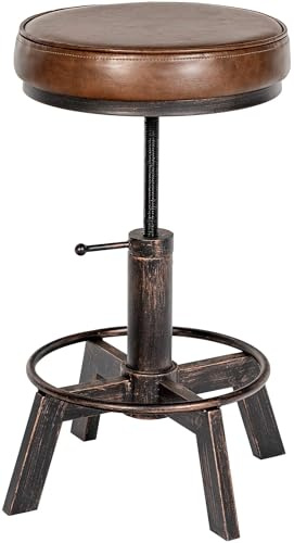 CLP Sitzhocker Destin mit Kunstlederbezug I Hocker im Industrial Design I gepolstert und höhenverstellbar | Farbe Bronze