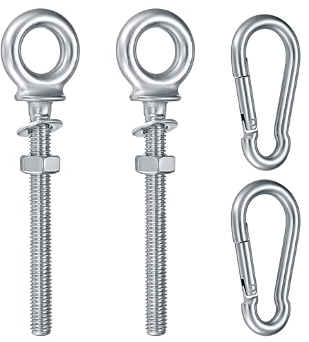 Augbolzen mit Karabinerhaken, M8 x 80 mm ösenschraube mit metrischem Gewinde, 2 Stk Augenschraube, Ringschrauben, 2 Stk Karabiner Haken Edelstahl