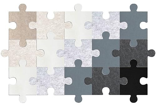 Dinntty Puzzle-Pinnwand aus Filz 15 Stück selbstklebend um Fotos aufzubewahren Anzeigetafel-Pads 3D-Puzzle Korktafel Fliesen Wandaufkleber, 11.81*7.87inch, Wie gezeigt
