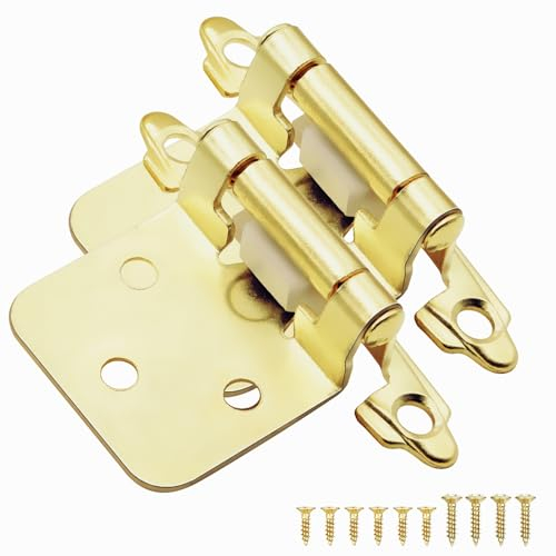 Schrankscharniere, Messing, goldfarben, 1,27 cm, 30 Stück (15 Paar), selbstschließend, bündig, für Küchenschranktüren