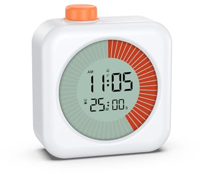 OQIMAX 60 Minuten Visueller Timer, 3 in 1 Mit Uhr und Alarmfunktion, Countdown für Kinder, Zuhause, Küche, Badezimmer, Toilette, Schule (Weiß)