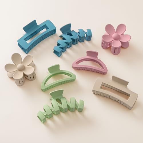 HBselect 8er Set Haarklammern rutschfeste Haarspangen Damen für dickes Haar | Blumen‑Klauenclips, rutschfeste große Haarklammern mit starkem Halt für langes und lockiges Haar, für Frauen und Mädchen