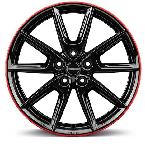 4x Borbet Felgen LX19 8.0x19 ET50 5x114.3 black glossy rim red kompatibel mit Kia Carens cee'd Ceed e-Niro e-Soul EV3 EV6 Niro Optima pro ProCeed Sorento Soul Sportage