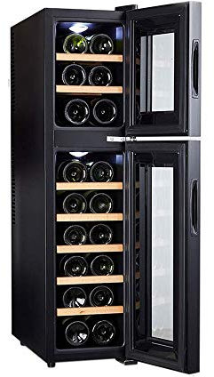 SmPinnaA Gabinetes para Vinos Dobles Superiores E Inferiores, Gabinetes para Vinos Independientes Y Empotrados, De Acero Inoxidable con Puerta De Vidrio, Refrigerador