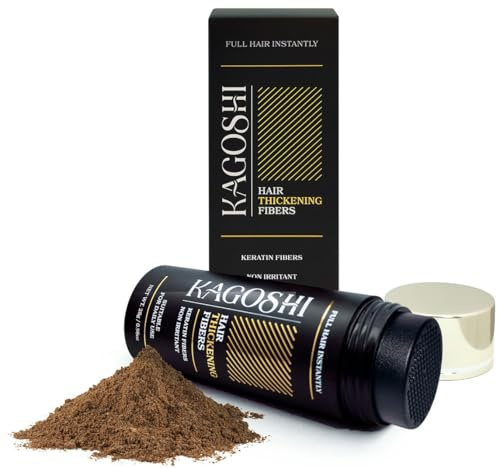 KAGOSHI Hair Fiber 28g Haarverdichtung Haarfüller Schütthaar Streuhaar zur Haarverdichtung Haarpuder Haarfasern Haarpulver Verdickung Sofortwirkung (Mittelbraun)