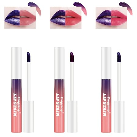 Fengyang® Lip Gloss Stripper Set, Matt Lip Tint Peel Off, Peel Off Lip Stain Lip Tint Set, Tattoo Magic Color Matte Nude Lipgloss, Langlebiger Wasserdichter Peel Off Lipliner (pink, 3Pcs)