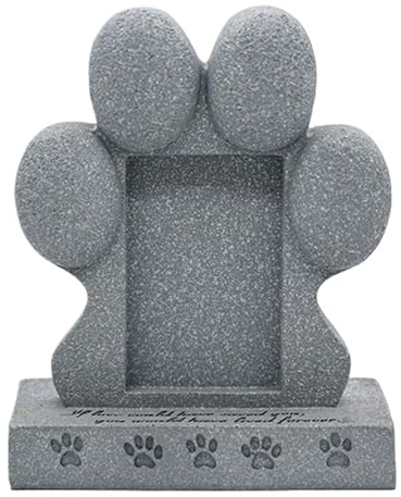 Piedra conmemorativa para perros – Lápidas para mascotas de resina | Lápida para perros resistente a la intemperie | Piedra conmemorativa para mascotas con huella de pata | Lápida con marco de fotos