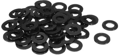 QUARKZMAN 60 Pcs Arandelas Planas, Pasacables de Nylon M12 12Mm Id 24Mm Od 2Mm de Grosor Arandelas de Goma Plástica Junta de Hoja de Fijación Espaciador de Sellado Anillo, Negro