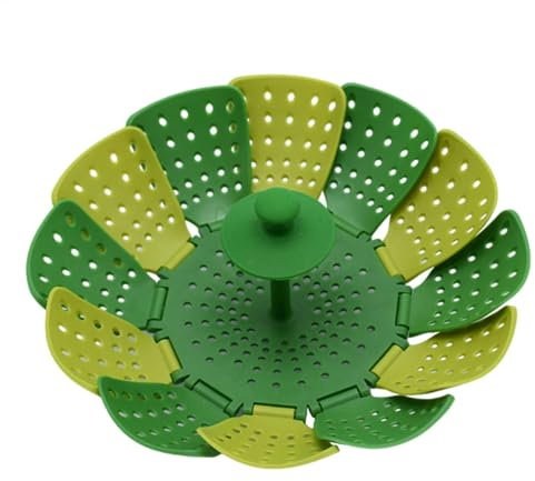 Silicone Folding Steamer Basket Insert for Veggies & Seafood Cooking, Kitchen Cookware Utensil, Green