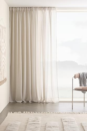 JOTEX Cortina Multifuncional Layer Extra Ancha 275 cm Mezcla de Poliéster y Algodón, Certificado Oeko-Tex® Standard 100, Mejor algodón - Gris Claro, 1 Unidad 275 x 300 cm