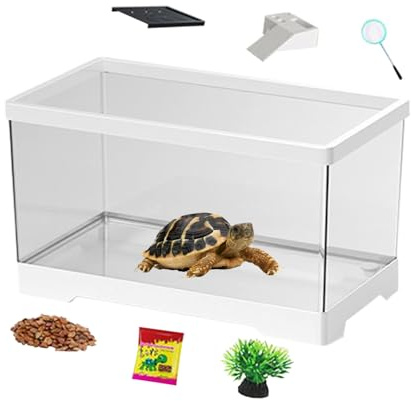 Aquarium-Terrarium für Schildkröten, Einsiedlerkrebse, Fische, Amphibien, Schlange, Gecko, Chamäleon und, 29 x 17,5 x 18 cm