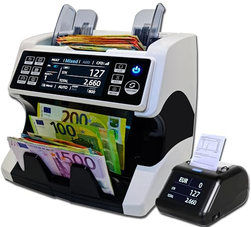 BEITZ BS-920 | Money Counting Machine | Money Counting Machine Notes | Value Counter | Sum Counter | Money Checker | Money Counter for Euro Notes | Banknote Counter (BS-920 + BS-P30 Thermal Printer)
