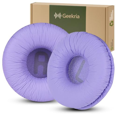 Geekria QuickFit Almohadillas de Repuesto de Cuero sintético para JBL JR300, JR300BT, T450BT, T500BT, Tune500, Tune 500BT, Tune 510BT, Tune 520BT (Morado)