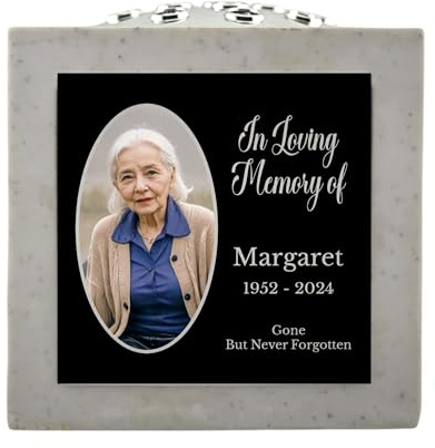 [Custom] Personalised Printed White With Silver Lid Memorial Rose Bowl Grave Marker Flower Pot Vase (UV PRINTED)