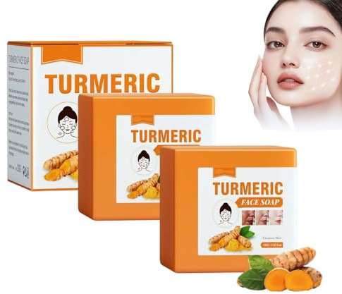 Kurkuma-Gesichtsseife, natürliche Seife für Gesicht und Körper, Hautaufhellende Seife gegen dunkle Flecken, feuchtigkeitsspendende, tiefenreinigende, aufhellende Kurkuma-Seife (2PCS)