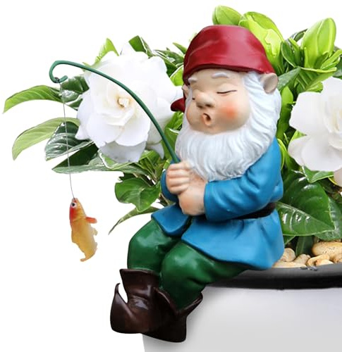 Genérico Gnomos de Pesca Decorativa de jardín - Enano de jardín de Pesca