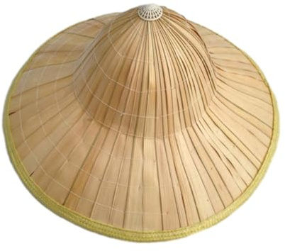 Wayfadacc Chapeau de paille oriental asiatique pour adulte, unisexe, à large bord, tissé à la main, chapeau de pêcheur de protection solaire pour homme et femme, chapeau de soleil fermier