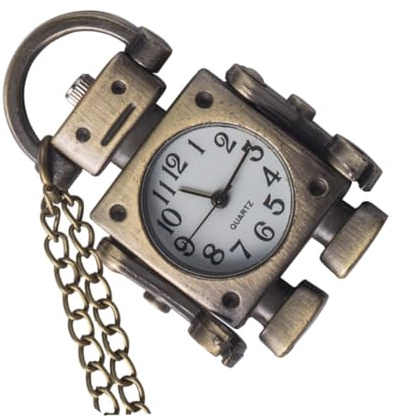 LALADEFIEE Pocket Watch Necklace Easy to Carry and Light in Weight Vintage Robot with Retro Alloy Robot Shape Practical Item for Everyday Use, Suitable for Fashion Clothing Accessory