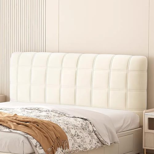 TLMQYXZE Copri Testiera Letto Matrimoniale/Singolo/Una Piazza E Mezza Imbottito Tessuto,Elastica Copertura Fodera Velluto Protezione per Testiera Letto Ferro Battuto/Legno/Pelle(Beige,140x70cm)