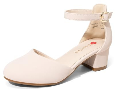 DREAM PAIRS Ballerine Bambina, Eleganti Scarpe Tacco Bambina con Cinturino alla Caviglia per Bambine, Piccole e Grandi, da Sposa e Feste,Size 35,Nudo,SKPU26001K