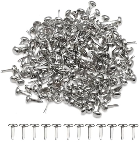 ATTEEFI 200 Pezzi Clip a Testa Tonda, Fermacampioni Piccoli 4,5 x 8 mm, Argento Metallo Fissaggio in Carta, Facile da Usare, Fermacampioni Puntine Chiodini per Scrapbooking, Biglietti Auguri, Foto