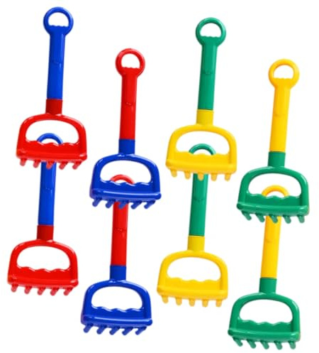BCOATH Juego de Juguetes de Arena para 8 Piezas Rastrillo de Plástico Colorido Azul Rojo Amarillo Verde Kit de Playa Verano para Jardín Arenero y Fiestas al Aire Libre