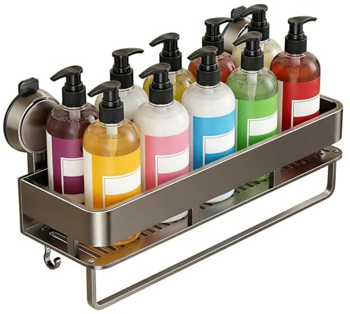 Étagère de douche à ventouse – Support de rangement mural pour salle de bain, organisateur d'évier sans perçage, support durable, design peu encombrant | Pour Articles De Toilette Maison Apparte
