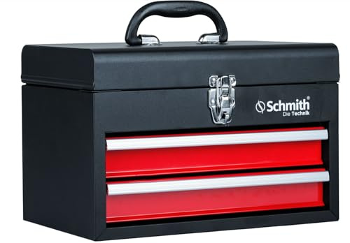 Schmith - Werkzeugkoffer Leer - Werkzeugkiste Metall - Werkzeugschrank mit Schubladen (2 Stück) - für Werkstatt und Garage, Kugellagerführungen, 20 kg Tragfähigkeit, 2 Schlösser