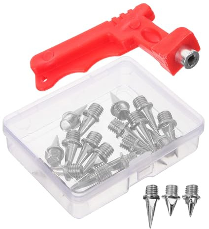 minkissy Clavos para Zapatillas de Atletismo de Metal, Juego de 48 Clavos (16 Cortos, 16 Puntiagudos, 16 Largos) Llave para Pista y Campo, Accesorios para Correr, Salto y Golf, Aptos