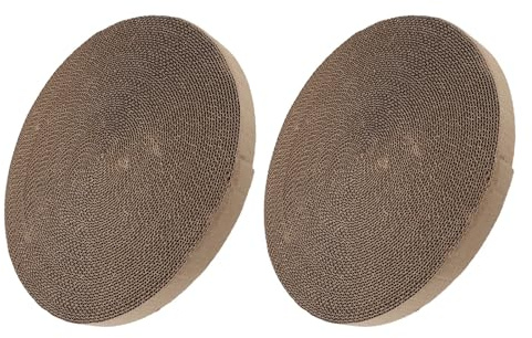 ELEOUTI 2 Recambios para Rascador de Gatos, Almohadilla Rascadora Redonda de Cartón Corrugado, Diámetro 35 Cm, Panel Rascador para Gatos Reutilizable, Juego y Ejercicio para