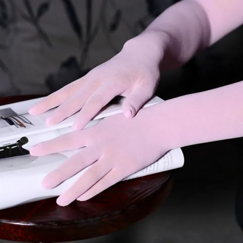 CHENWEIHAI Glossy Shiny Gloves Men Women Sexy Breathable Soft Tight Stocking Gloves High Elasticity Sunscreen Dance Party(One Size/Pink)