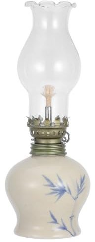 HOODANCOS Öllampe aus Glas, Keramik Petroleumlampen, nachfüllbares Design, Notbeleuchtung für Wohnzimmer und Innenräume, Vintage Stil, Klassische Eleganz
