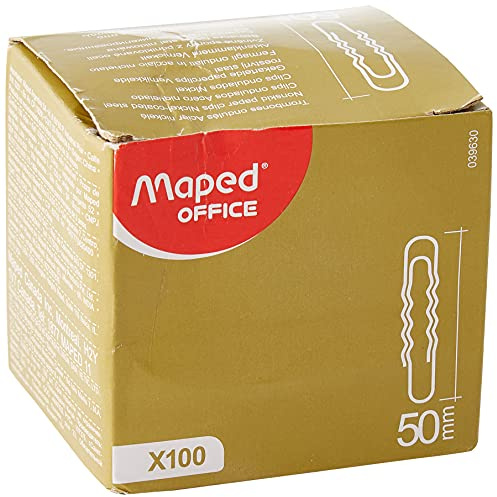 MAPED Bte de 100 Trombones ondulés en acier nickelé 50 mm