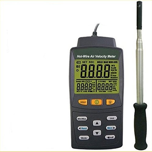 GOWE Hot Wire Anemometer Fast Response telescoping Probe.Large LCD Display