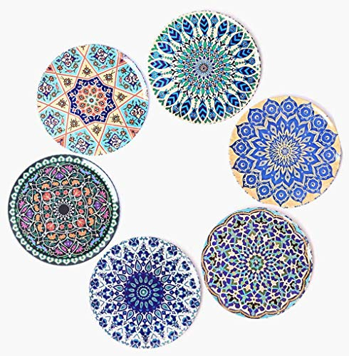 BOHORIA® Premium Design Sottobicchieri (Set Di 6) – Protezione Per Qualsiasi Tipo Di Tavolo (Legno, Marmo Vetro) Per Tazze, Vasi, Candele (Rotondo I 9 Centimeter) (Edizione Boho)