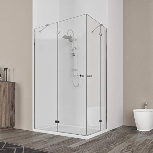 Box doccia cabina angolare 70x90 70x100 70x120 70x140 80x100 80x120 doppia porta battente vetro anticalcare 6mm. Ninfea (70x120 cm)