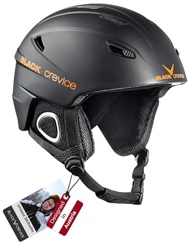 BLACK CREVICE Kitzbühel Casco da sci I Casco da sci design sportivo in diversi colori I Casco da sci uomo & donna I Casco in policarbonato I Casco da sci traspirante (L, nero/arancia)