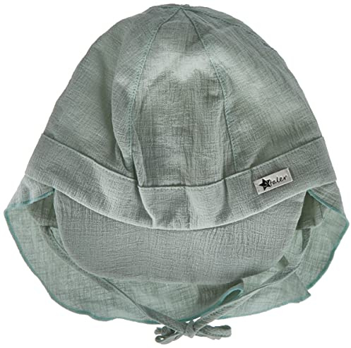 Sterntaler Baby Jungen Schirmmütze Baby Schirmmütze zum Binden mit Nackenschutz Paper Sonnenhut - Schiebermütze - waschbar - mittelgrün, 51