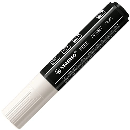 STABILO - Acrylmarker - FREE Acrylic - T800C Keilspitze 4-10mm - Einzelstift - weiß
