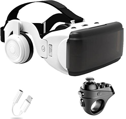 Gafas de Realidad Virtual, 3D VR Gafas con Controlador Bluetooth para Juegos Visión Panorámico VR Glasses para iPhone 13 Pro Max/13 Pro/13/12/11, para Samsung Galaxy S21, Huawei, Xiaomi